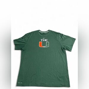 Men’s Nike Dry Fit UM University of Miami green dry fit shirt size XL- NWOT